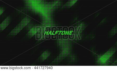 Abstract Vector Torn Green Halftone Background. Scrathed Dotted Texture Element.