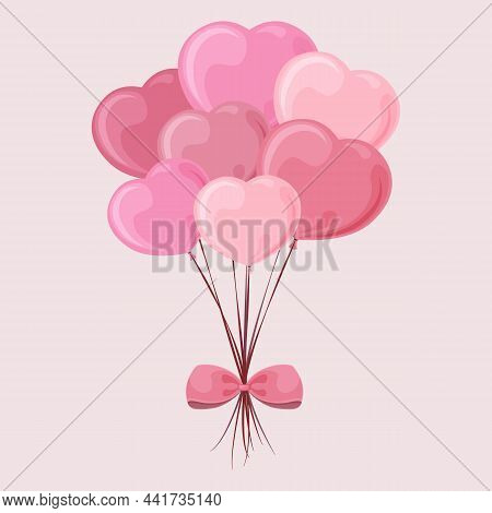 Balloons In The Shape Of A Heart. Cute Bright Vector Illustration For Valentine S Day With The Image
