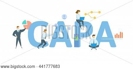Capa, Corrective And Preventive Action. Concept With Keyword, People And Icons. Flat Vector Illustra