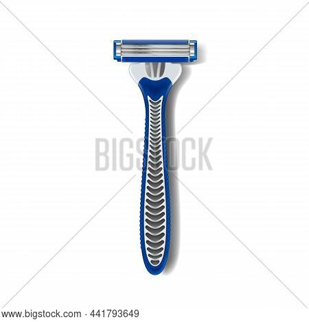 Razor Blade Shave Male Vector. Disposable Accessory. Cleen Male Tool. Barber Beard Razor Object. 3d 