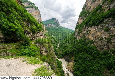 View Of Cherek Gorge In The Caucasus Mountains In Kabardino-balkaria, Russia