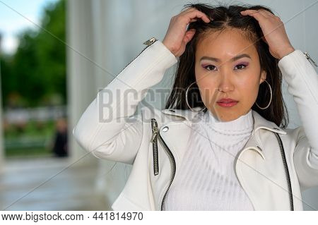 Pretty Asian Woman With White Jacket. Viii