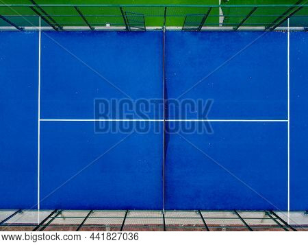 Overhead View Of A Paddle Tennis Court From A Drone