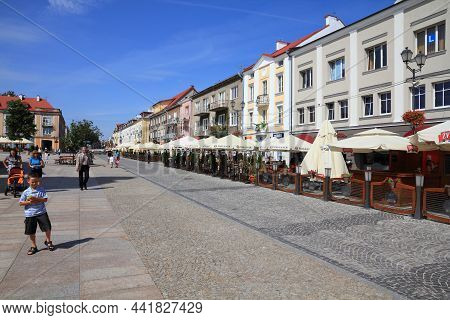 Bialystok, Poland - August 12, 2011: People Visit The City Square Rynek Kosciuszki In Bialystok, Pol