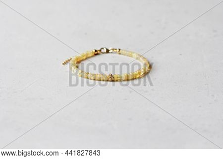Fire Opal, Gilding Bracelet. Bracelet Made Stones On Hand From Natural Stone Fire Opal. Bracelet Mad