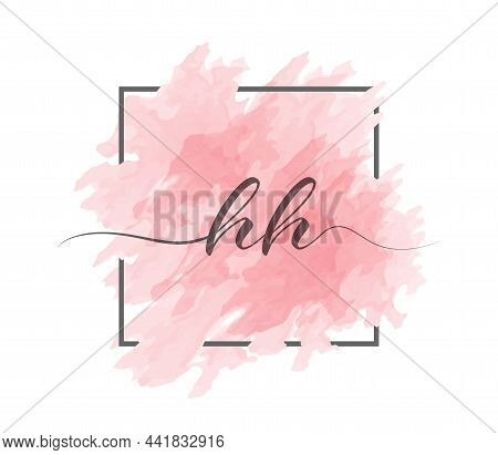 Calligraphic Lowercase Letters H And H Are Written In A Solid Line On A Colored Background In A Fram