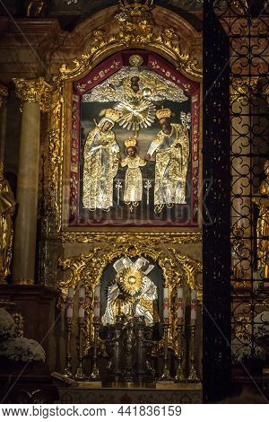 Kalisz, Poland, November 16, 2021: Evening Adoration Of The Blessed Sacrament In The Chapel Of St. J