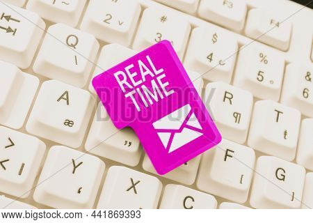 Text Showing Inspiration Real Time. Business Concept The Actual Time During Which A Processes Or Eve