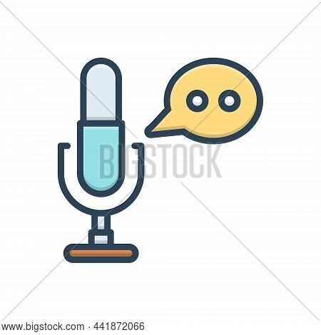 Color Illustration Icon For Narrative Tale Saga Story Teller Author Message Bubble Speaker Microphon