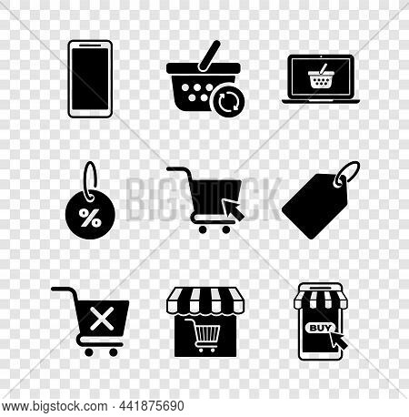 Set Smartphone, Mobile Phone, Refresh Shopping Basket, Shopping Laptop, Remove Cart, Market Store Wi