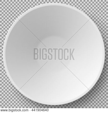 Empty White Porcelain Plate. Round White Plate Isolated On Transparent Background. Cookware, China, 