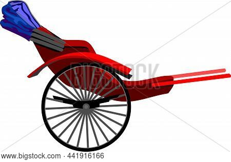 Chinese Rickshaw Pedicab Traditional Manual Transportation Vector Illustration