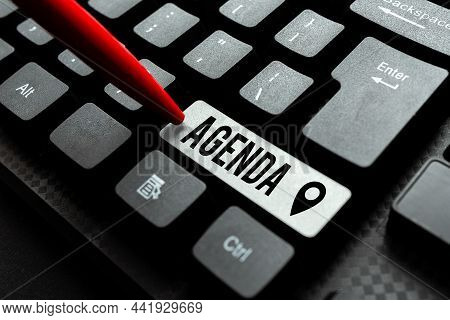 Inspiration Showing Sign Agenda. Business Overview List Items That Participants Hope To Accomplish A