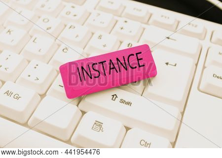 Text Sign Showing Instance. Concept Meaning An Example Or Single Occurrence Of Something Particular 