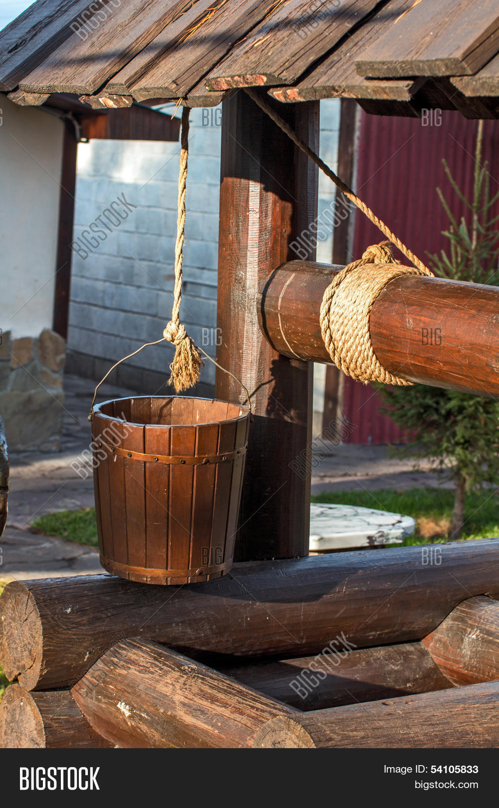 Wooden Well. Bucket On Image & Photo (Free Trial) Bigstock