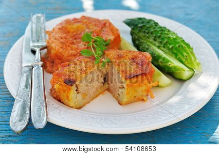 Baked Potato Cakes Stuffed With Minced Meat (kolduny), Belorussian Cuisine