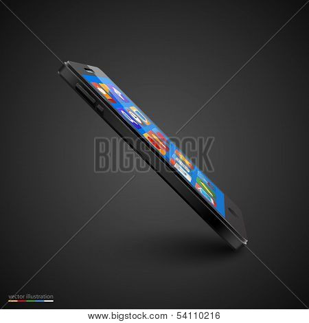 Vector mobile phone on black background