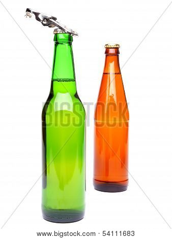 Two bottles of beer and a opener