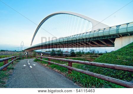 modern suspended bridge in Reggio Emilia - Italy
