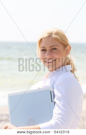 working on the beach