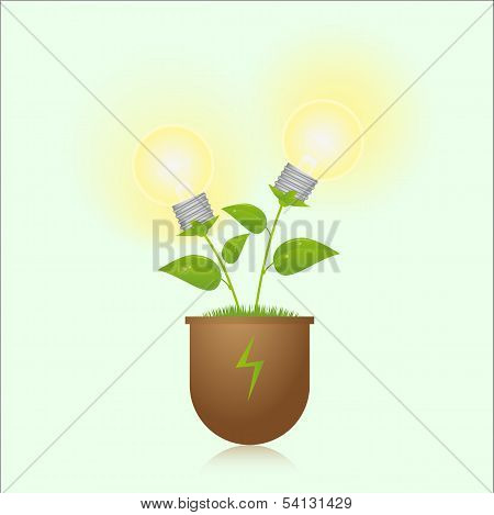 Green Energy Lamps On The Plant