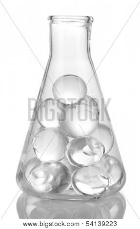Flask with hydrogel isolated on white
