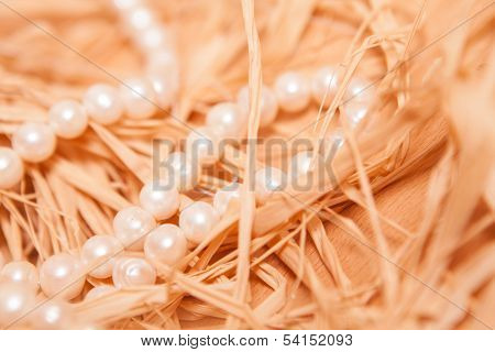 Background With Pearl And Strow In Gold Color
