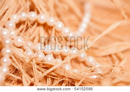 Background With Pearl And Strow In Gold Color