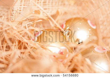 New Year  Background With Boll And Strow In Gold