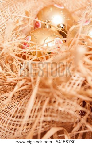 New Year  Background With Boll And Strow In Gold