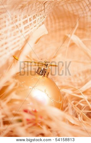 New Year  Background With Boll And Strow In Gold