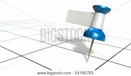 Thumbtack With Blank Label On Generic Calendar