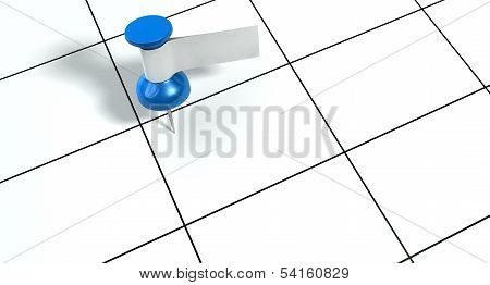 Thumbtack With Blank Label On Generic Calendar