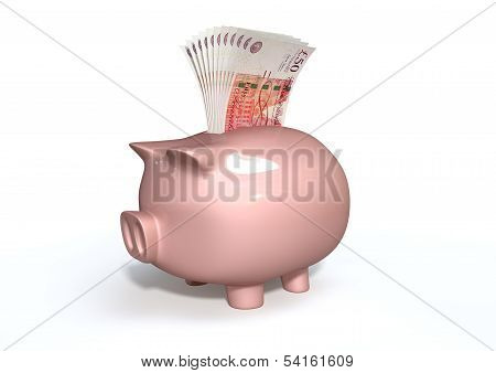Piggy Bank Saving British Pounds
