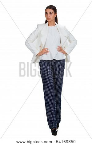 Business woman in a white suit