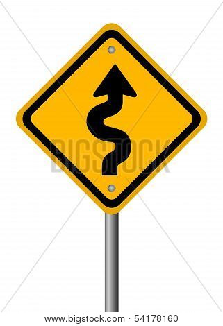 Curvy road sign