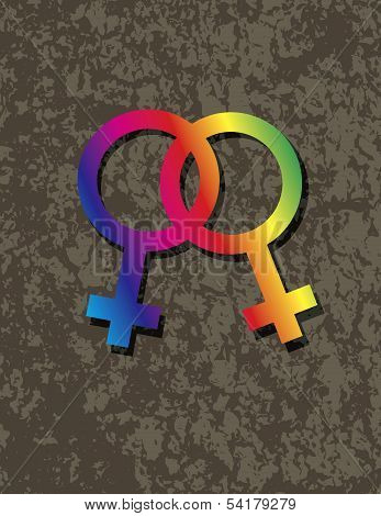 Female Lesbian Gender Symbols Interlocking Illustration