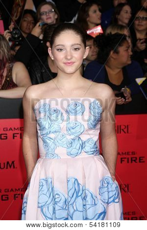 LOS ANGELES - NOV 18:  Willow Shields at the The Hunger Games:  Catching Fire Premiere at Nokia Theater on November 18, 2013 in Los Angeles, CA
