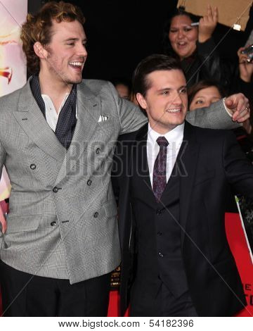 LOS ANGELES - NOV 18:  Sam Claflin, Josh Hutcherson at the The Hunger Games:  Catching Fire Premiere at Nokia Theater on November 18, 2013 in Los Angeles, CA