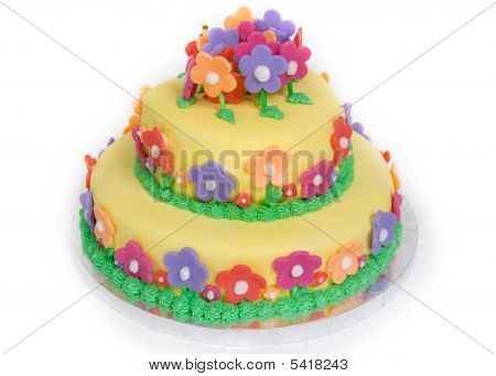 Frühling Blumen Kuchen auf weiß