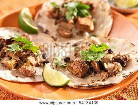authentic mexican tacos in soft corn tortilla