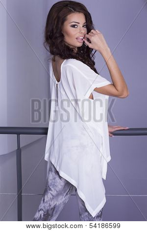 Beautiful Young Brunette Girl Posing.