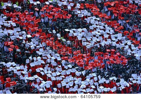 Crowd Of Soccer Fans In The Stadium
