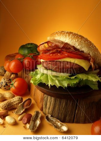 ハンバーガーの静物