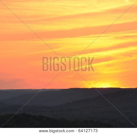 Sunset with rolling hills