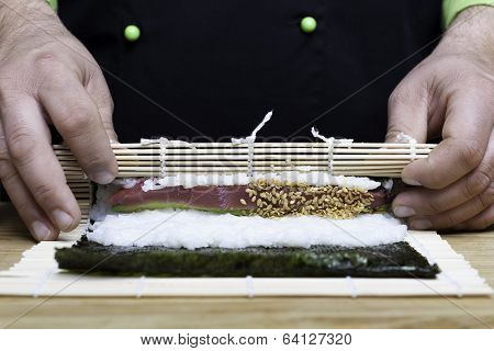 Chef Preparing Sushi