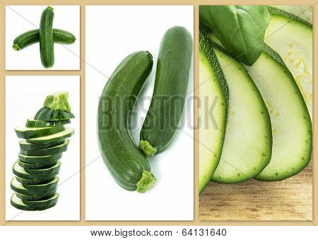 Four Pictures With The Image Of Zucchini
