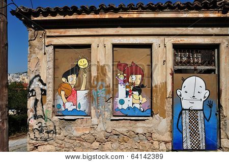 Happy Graffiti Boarded Up Windows