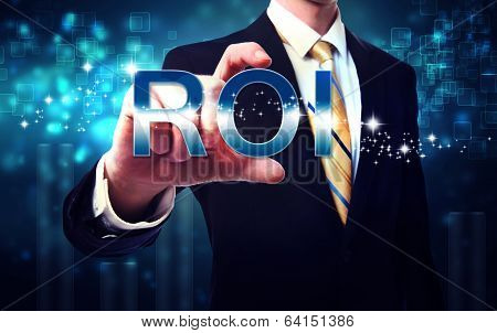 Businessman Touching Roi (return On Investment)