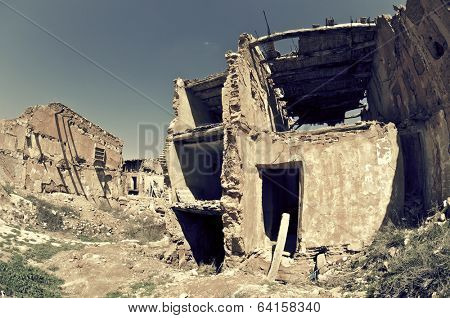 Belchite village destroyed in a bombing during the Spanish Civil War, Saragossa, Aragon, Spain